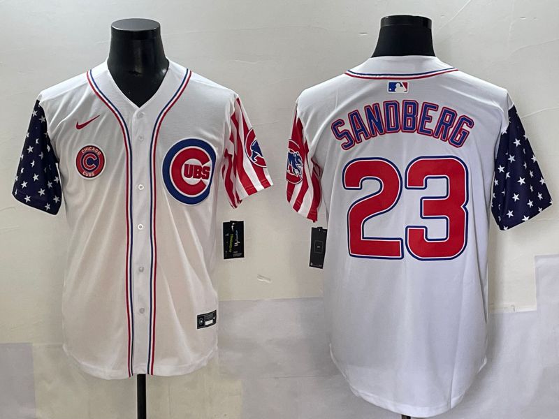 Men 2025 Chicago Cubs #23 Sandberg White a generation of national flags Joint Name Nike MLB Jersey style 6->chicago cubs->MLB Jersey